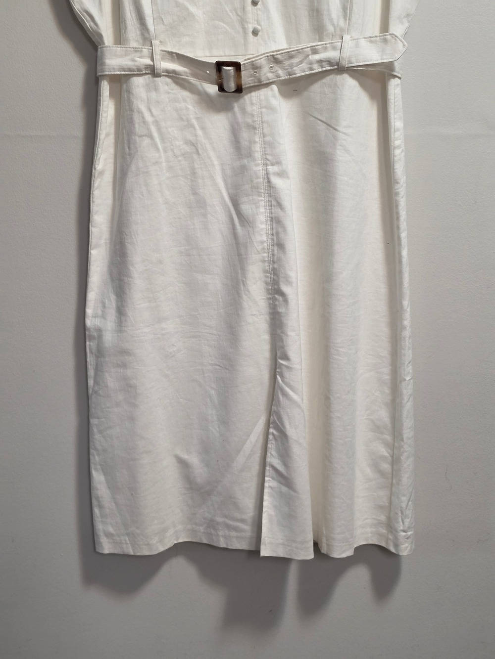 Banana Republic Off White Sleeveless Button-Front Linen Blend Dress with Belt - Picture 5 of 13
